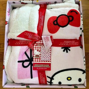 New Gift Box Hello Kitty Pink Christmas 60" x 90" Plush Sherpa Throw Blanket